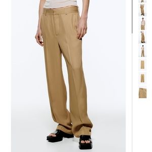 NWT ZARA FLOWY STRAIGHT LEG PANTS Dark mink